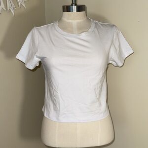 Harley & Jane solid white crop tee t-shirt top L